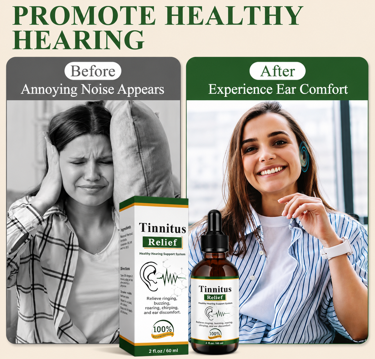 Herbal Ear Oil for Ringing, Buzzing & Ear Discomfort | Natural Formula for Hearing Support