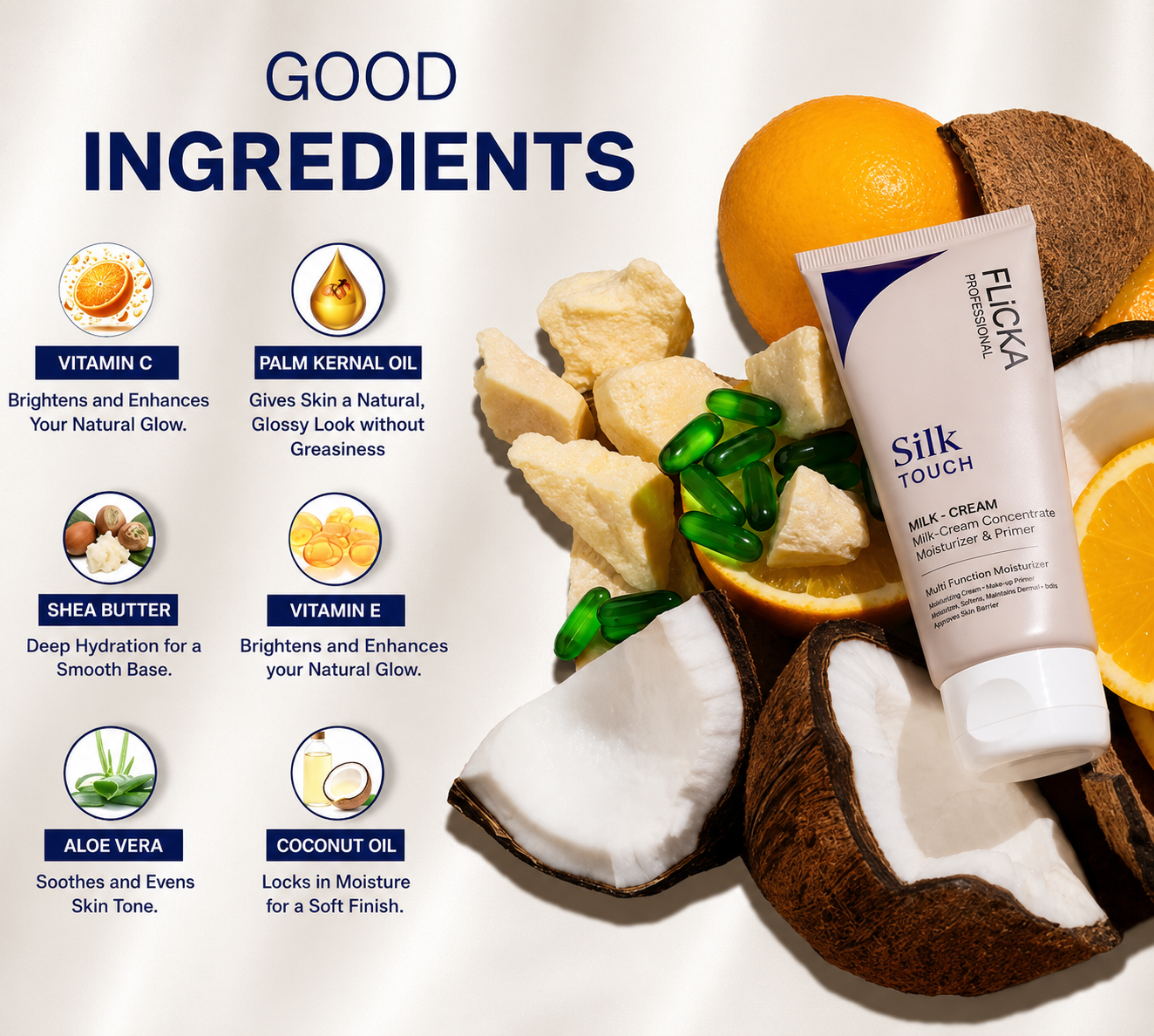 FLICKA Silk Touch & Blend & Shine Face Perfection Duo | Hydrating Primer+SPF Foundation