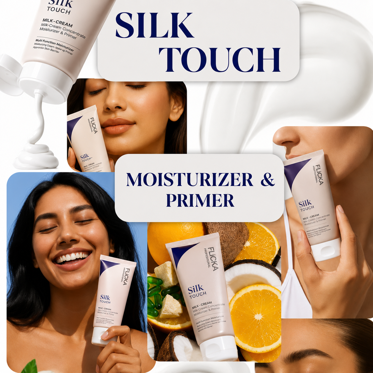 FLICKA Silk Touch & Blend & Shine Face Perfection Duo | Hydrating Primer+SPF Foundation